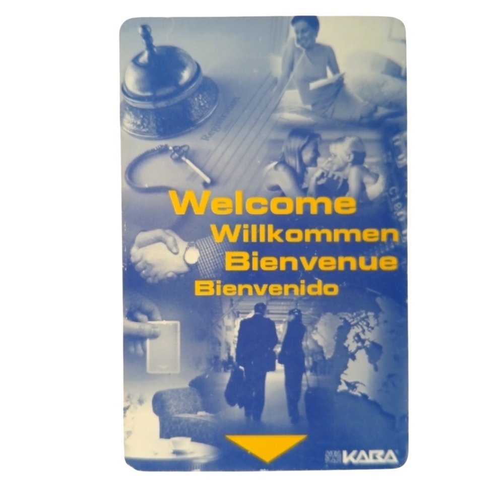 Kaba Welcome Sign Hotel Room Key Card in Blue and Yellow